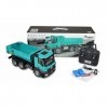 Amewi 22533 Mercedes Camion Benne basculante Pro Metal V2 Véhicule sous Licence 2,4 GHz RTR Bleu pétrole avec Batterie supplé