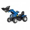 ROLLY TOYS- New Holland RollyTrac Tracteur à pédale pour Enfant de 3 à 8 Ans Pneus à air réglable Couleur Bleu/Noir 611270, 6