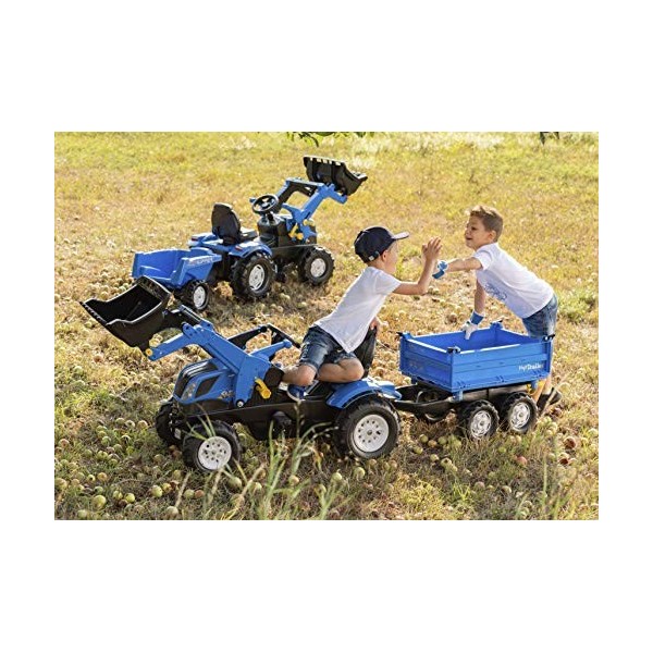 ROLLY TOYS- New Holland RollyTrac Tracteur à pédale pour Enfant de 3 à 8 Ans Pneus à air réglable Couleur Bleu/Noir 611270, 6