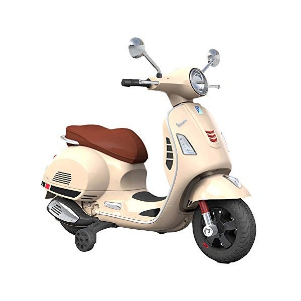 TURBO CHALLENGE - Vespa - Porteur Elèctrique - 119133 - Scooter - Beige - Prêt à Rouler - 30Kg Max - Plastique - Batteries Re