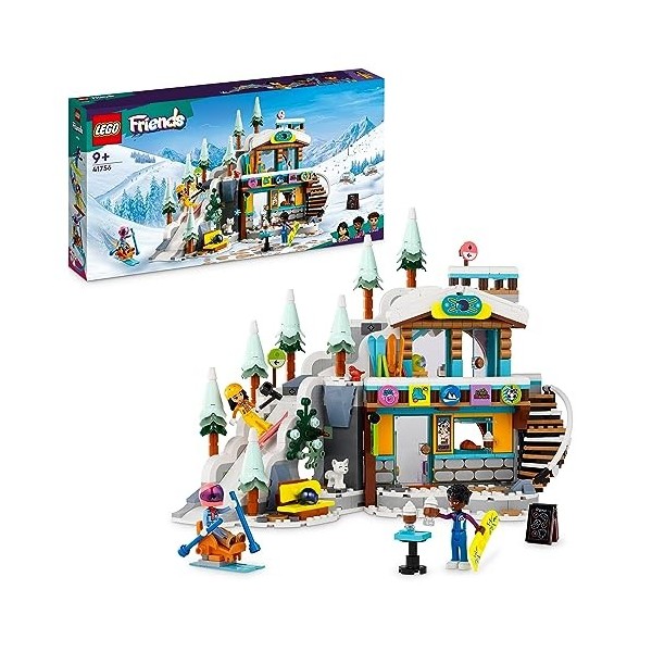 LEGO 41756 Friends Les Vacances au Ski, Set de Mini-Poupées Liann, Aron et Zac et Figurine Animale Renard, Jouet pour Filles,