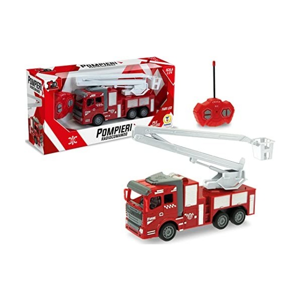 Teorema Giocattoli 66952 - Camion des Pompiers Radiocommandé Jouet pour Enfants, Échelle 1:24, avec Lumières LED