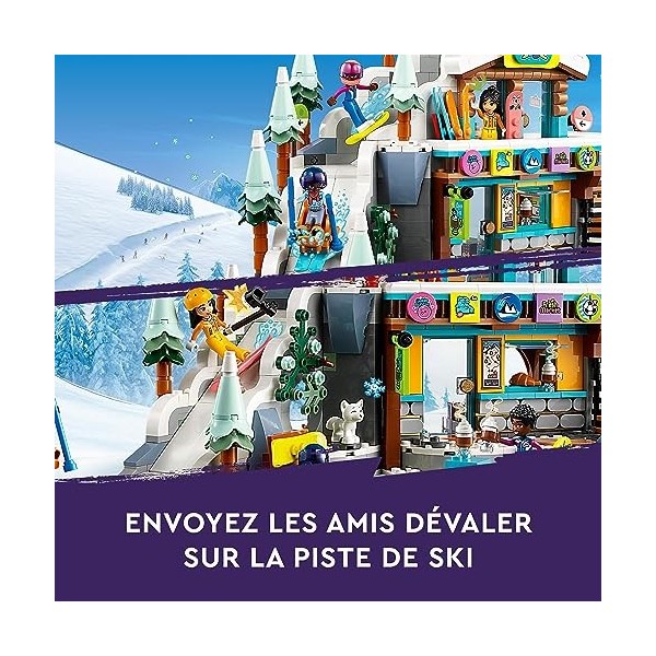 LEGO 41756 Friends Les Vacances au Ski, Set de Mini-Poupées Liann, Aron et Zac et Figurine Animale Renard, Jouet pour Filles,