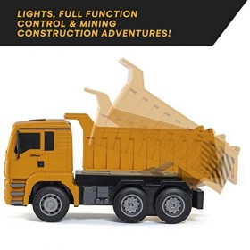 Top Race Camion à Benne télécommandé - Camion à 6 canaux entièrement Fonctionnel, Jouets pour Enfants de 3, 4, 5, 6, 7 Ans - 