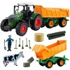 Hyrenee Tracteur télécommandé avec remorque forestière Jouets agricoles RC Ferme forestière Bras de Grue articulé1/24 Echelle