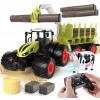 Hyrenee Tracteur télécommandé avec remorque forestière Jouets agricoles RC Ferme forestière Bras de Grue articulé1/24 Echelle