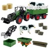 Hyrenee Tracteur télécommandé avec remorque forestière Jouets agricoles RC Ferme forestière Bras de Grue articulé1/24 Echelle