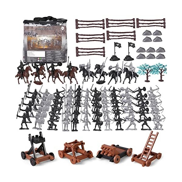 Medieval Knight Toys 110pcs Antique Soldier Fighter Figure Toys Army Men Action Figure Game Console Base Militaire en Plastiq