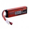 SUNPADOW Batterie Lipo 2S 7,4 V 6000 mAh 70C avec prise en T Deans pour véhicules radiocommandés, camions, bateaux, vehicles,