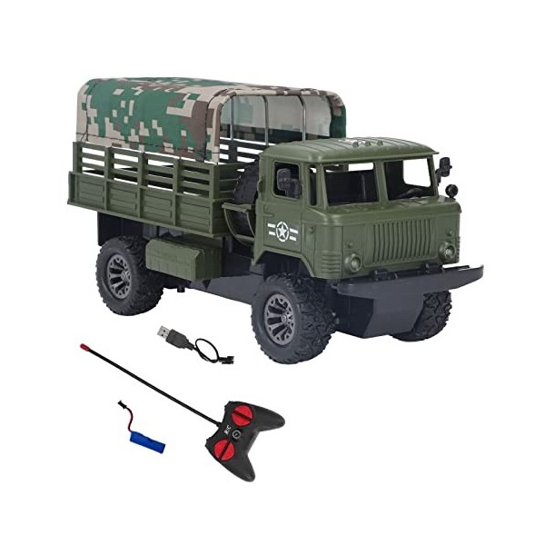 Stylebest Camion Militaire RC Camion Militaire Télécommandé, 4 Canaux Tente Détachable Camion Militaire de Véhicule Télécomma