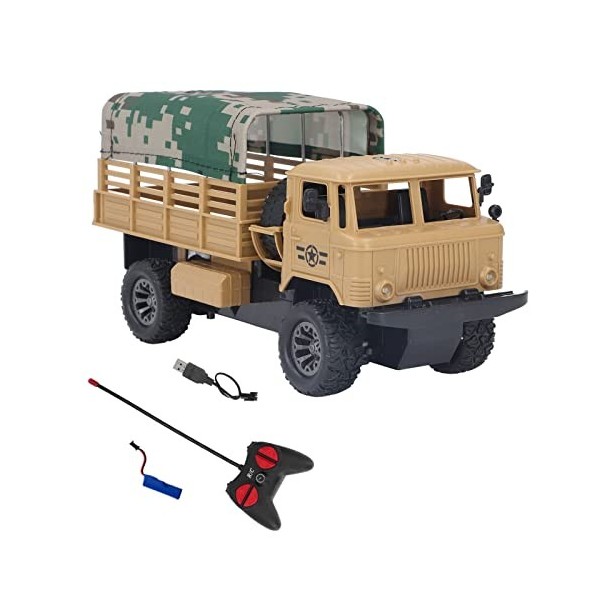 Stylebest Camion Militaire RC Camion Militaire Télécommandé, 4 Canaux Tente Détachable Camion Militaire de Véhicule Télécomma