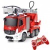 fisca RC Truck Camion de Pompier télécommandé 9 canaux 2.4G Hobby Jouet électronique avec lumières LED Sons simulés pour Enfa