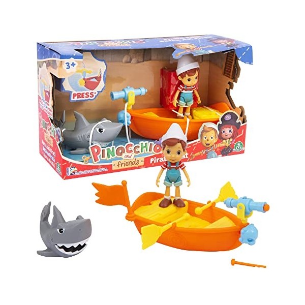 Giochi Preziosi Pinocchio-Le Bateau De Pirates avec Personnage Pinocchio Et Requin Inclus pour Les Aventures Excitantes, pour