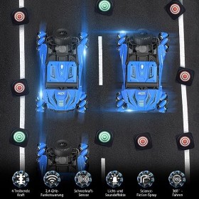 Voiture Télécommandée,Voiture Télécommandée Tout Terrain,Cascades de 360° Rotation avec Musique,LED et Pulvérisée,Camion Tele