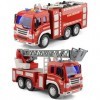 GizmoVine Pompier Enfant, 2PCS Camion de Pompier Enfant Jouet avec Lumières Sons, Pompier Jouet avec éChelle Rotative De Sauv