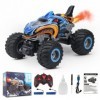 Rhybor Voiture télécommandée, échelle 1:16 RC Monster Truck Jouet véhicule avec pulvérisation brumisation Musique LED lumière