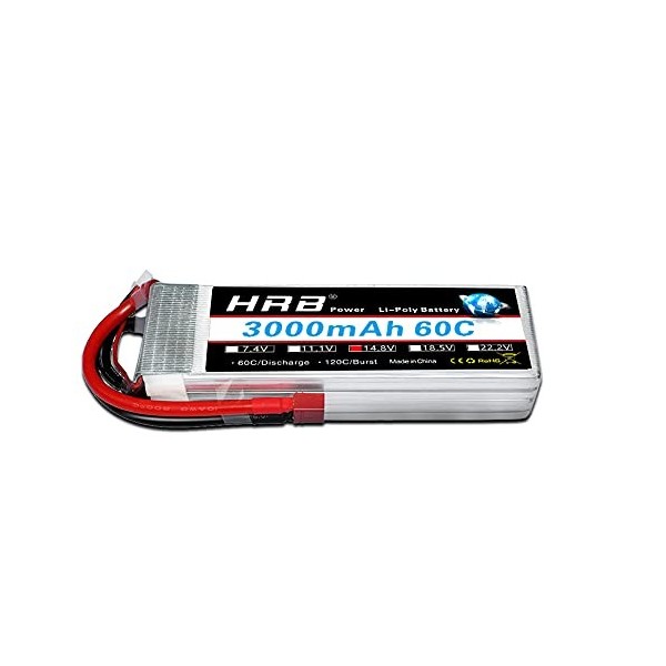 HRB 4s 14.8v 3000Mah 60C RC LiPo Batterie avec Prise en T pour hélicoptère:: Ours Rare E-flite, Fury 15 DF, etc.