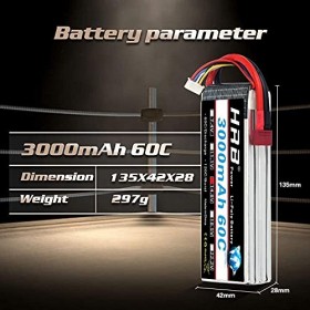 HRB 4s 14.8v 3000Mah 60C RC LiPo Batterie avec Prise en T pour hélicoptère:: Ours Rare E-flite, Fury 15 DF, etc.