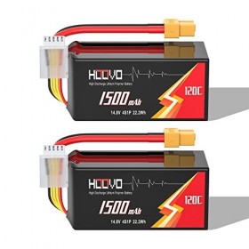 HOOVO 4S Lipo RC Batterie 14,8 V 120 C 1500 mAh Lipo Batteries avec prise XT60 Batterie pour quadricoptère Danaus Vortex FLIP