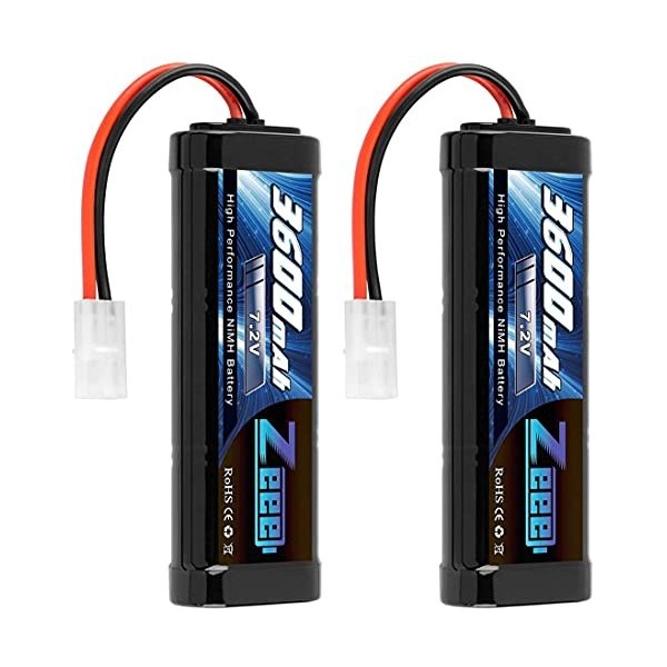 Zeee RC Batterie 7,2V 3600mAh NiMH Batterie pour RC Voiture RC Camion RC Hobby 2 Paquets 