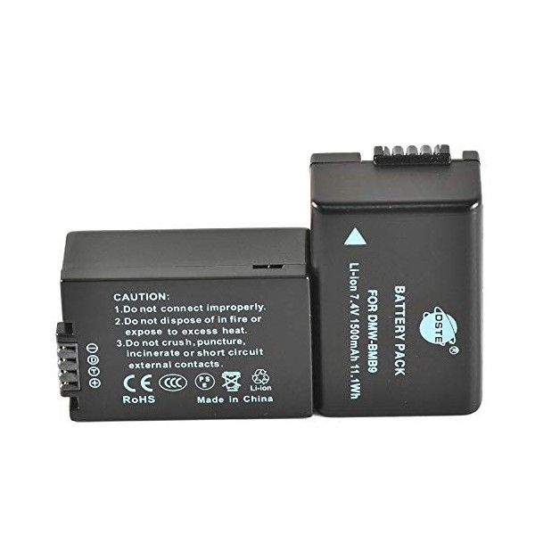 DSTE 2-Pack Rechange Batterie et DC108E Voyage Chargeur Compatible pour Panasonic DMW-BMB9 Lumix DMC-FZ40 DMC-FZ45 DMC-FZ47 D