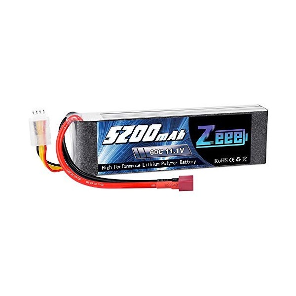 Zeee 3S Lipo Batterie 5200mAh 11,1V 60C 3S Batterie RC avec connecteur T pour FPV Racing Drones Vélo de Route Quadcopters Avi