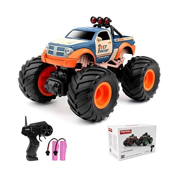 deAO Voitures Télécommandées,Jouets de Camion RC Bigfoot à léchelle 1:18,Voiture de Course Tout Terrain 2,4 GHz,Voitures sur