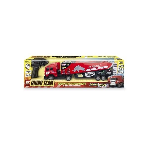 RE-EL TOYS Auto-articulé rc 2.4 GHz Camion avec remorque Longue 50 cm . avec Feux Avant. 2374, Couleur principalement Rouge