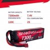 SANKAKU 7300mAh Batterie LiPo 2S 120C 7,4V Lithium-polymère Batterie Coque Rigide avec Prise Deans T pour véhicules télécomma
