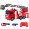 Doherty Camion de pompiers pour enfants de 3 ans, camion de pompiers télécommandé sans fil avec lumières LED