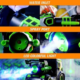 Voiture télécommandée Enfants Monster Truck telecommandé avec pulvérisateur 4 Modes déclairage réglables et 2 Piles Recharge