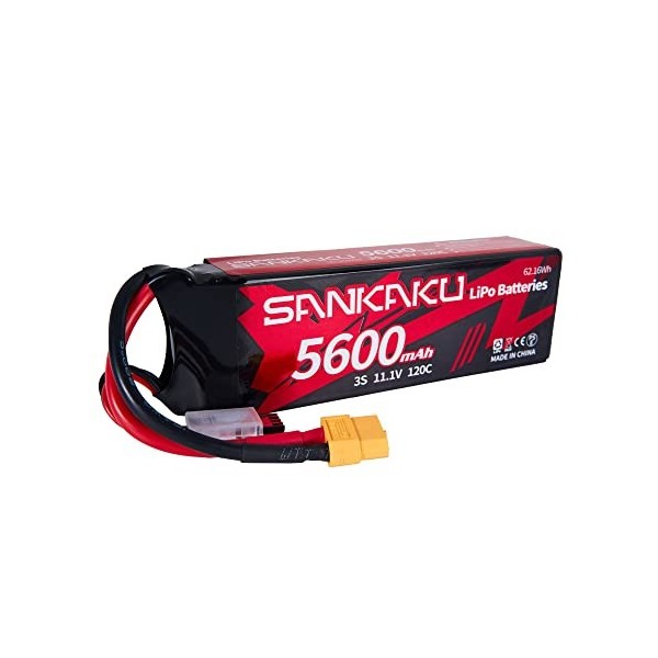 SANKAKU 3S Batterie LiPo 11.1V 120C 5600mAh Lipo Coque Rigide avec Prise XT60 pour véhicules télécommandés,Camion,réservoir,B