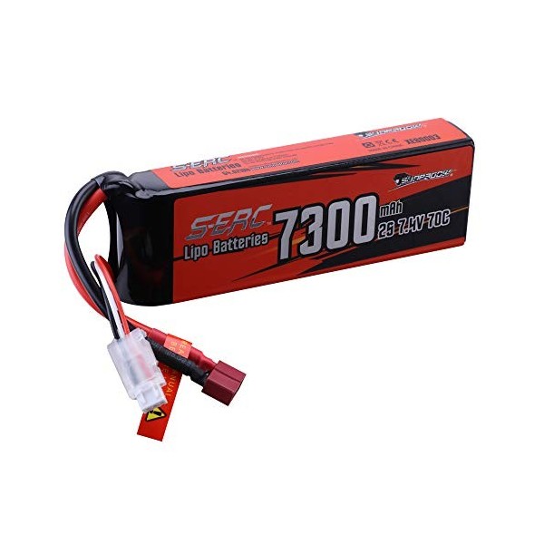 SUNPADOW 2S 7,4V Lipo Batterie 70C 7300mAh étui Rigide avec T Plug pour RC Buggy véhicules Voiture Camion réservoir Bateau Co