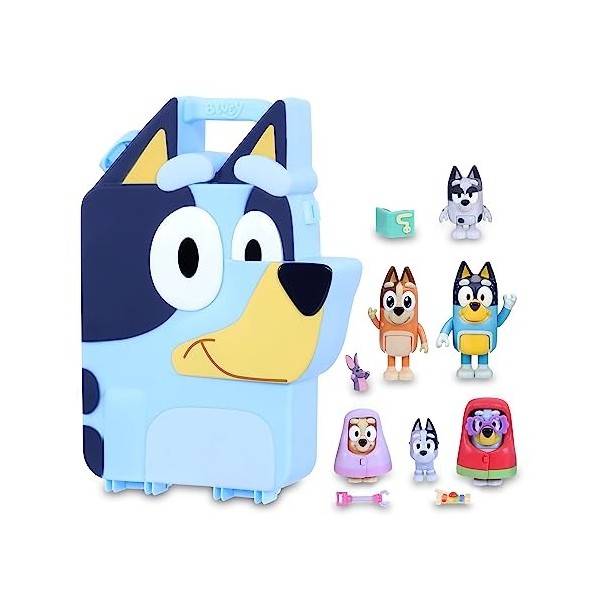 Bluey - Collector Case avec Figures, Boîte de Collection de Chiot 6 Figurines de la série de Dessins pour Enfants et 4 Access