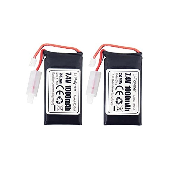 ZYGY Lot de 2 batteries au lithium PH2.0 7,4 V 1000 mAh pour camion SCX24 RC échelle 1:24 SCX24 RC batterie de rechange de vo