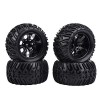 Dekaim Pneu RC, 4Pcs Pneus en Caoutchouc à Motif de Pneu en Forme de Y avec moyeux pour Voiture de Camion RC à léchelle 1/10