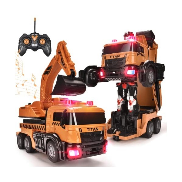 Transforme la voiture robot pelleteuse jouet camion Détection de gestes Transforme le véhicule dingénierie de construction r