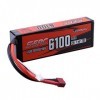 SUNPADOW Batterie Lipo 7,4 V 2S 6100 mAh 70 C avec prise Deans T pour véhicules RC 1/8 et 1/10 RC Véhicules Voiture Camion RC