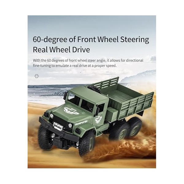 OBEST Camion Militaire 2,4 GHz Tout-Terrain RC 4WD RC Voiture,Jouet Cadeau pour Les Enfants de 6 à 12 Ans