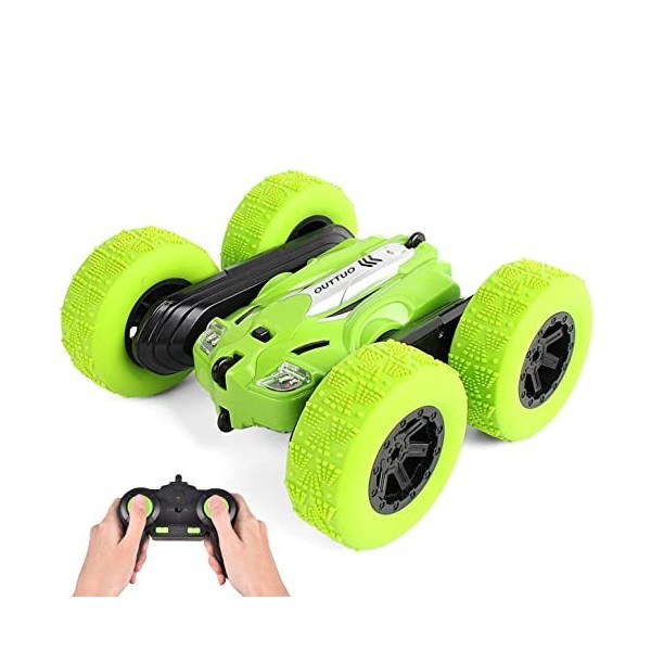 OUTTUO RC Voiture Télécommandée,4WD Stunt Car avec Batterie Rechargeable, Rotation à 360 Degrés Camion Radiocommandée, Voitur