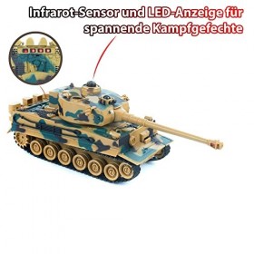 HSP Himoto Leopard Camion de combat télécommandé Camion militaire Char avec pneus, simulation de tir et tour rotative à 180 °