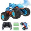 DEERC Monster Truck télécommandé pour garçons, Voiture RC 4 WD motrices pivotante à 360° avec lumières LED, Brouillard deau 