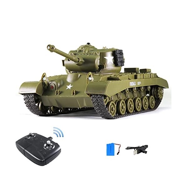 WEECOC RC Tank M26 Pershing véhicule de Camion Militaire RC Voiture télécommande Militaire Combat Tank Jouet 320 ° Rotation r