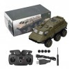 Drfeify Camion Blindé RC, 2.4GHz 1/16 Camion Militaire RC 6WD Véhicule Blindé Voiture RC pour 14 Ans et Plus