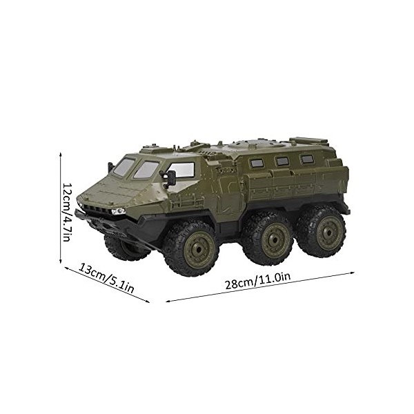 Drfeify Camion Blindé RC, 2.4GHz 1/16 Camion Militaire RC 6WD Véhicule Blindé Voiture RC pour 14 Ans et Plus