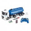 Carson 500907665 Camion-citerne à Eau 1:26 MB Arocs 100% RTR - Véhicule radiocommandé, Camion avec Sons et lumières, avec Pil