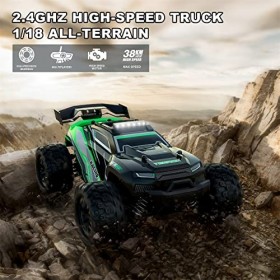 Voitures Télécommandées TEEROK TR20 2.4Ghz RC Voiture, 1:18 4WD 38 km/h Haute Vitesse Course Tout Terrain Camion Véhicule Bug