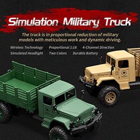 CHENBAI Camion radiocommandé Militaire Radio 2.4G, Camion darmée de Simulation à léchelle 1/18, Camion Tout-Terrain descal