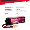 SANKAKU 6000mAh 4S Batterie LiPo RC 14.8V 120C Batterie Lithium Polymère Coque Rigide avec Prise XT90 pour véhicules télécomm