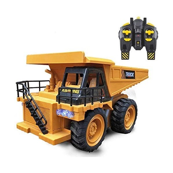 Camion-benne Télécommandé Pour Enfants - 2,4 GHz, Avec Lumières Et Sons, Batterie Rechargeable, Cadeau Garçon 3+ Ans